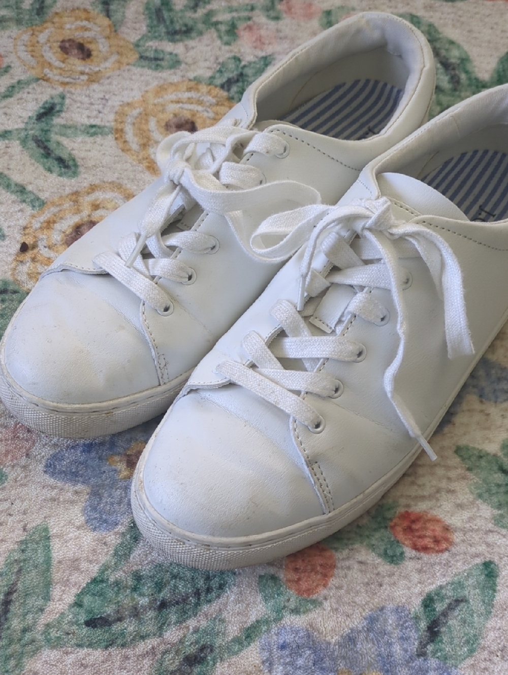 J. Crew Blue and White Striped Insole Sneaker